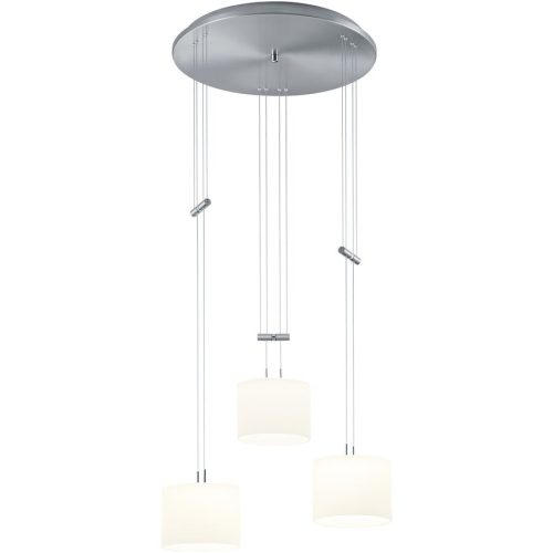 Designer-Pendellampe Bankamp Grazia Nickel matt 3-flammig dimmbar D 48 cm - Farbe: Nickel matt/Chrom abgesetzt - LED - Lichtfarbe: Extra warmweiss -