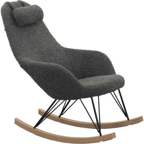 Schaukelstuhl Teddy II Grau Stoff 67 cm - Schaukelstuhl
