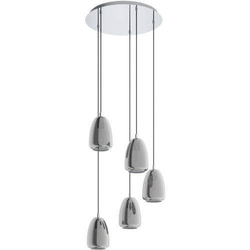 Eglo Pendellampe Alobrase Grau Stahl/Glas 150 cm - Farbe: chrom - Material: Stahl/ Glas - Pendellampe