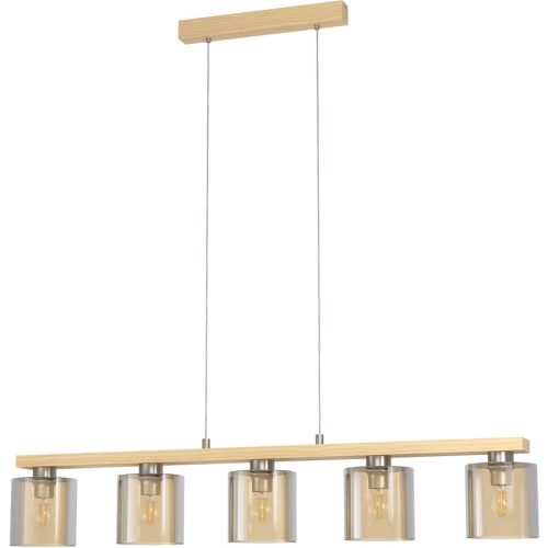 Eglo Pendellampe Castralvo Stahl/Holz 15 cm 110 cm - Farbe: natur - Material: Holz/Stahl - Pendellampe