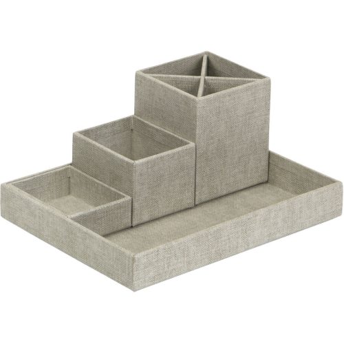 Bigso Box of Sweden, Bigso Box of Sweden - LENA Schreibtisch Organizer   Linnen Canvas, One Size, Grau