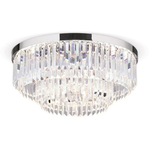 Briamond Deckenlampe Prism Grau Stahl/Kristall 55 cm 25 cm - Farbe: chrom - LED - Lichtfarbe: Warmweiss - Material: Stahl/Orion Kristall -
