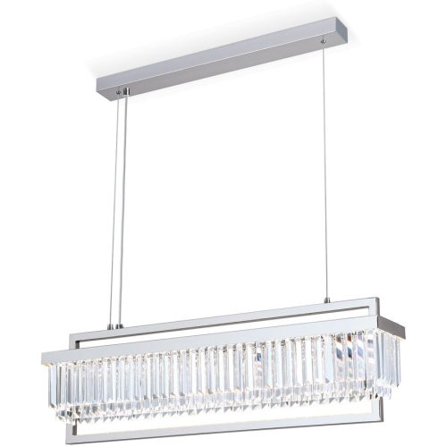 Briamond Pendellampe Prism Grau Stahl/Kristall 90 cm 28 cm Höhenverstellbar (manuell) - Farbe: chrom - LED - Lichtfarbe: Warmweiss - Material: