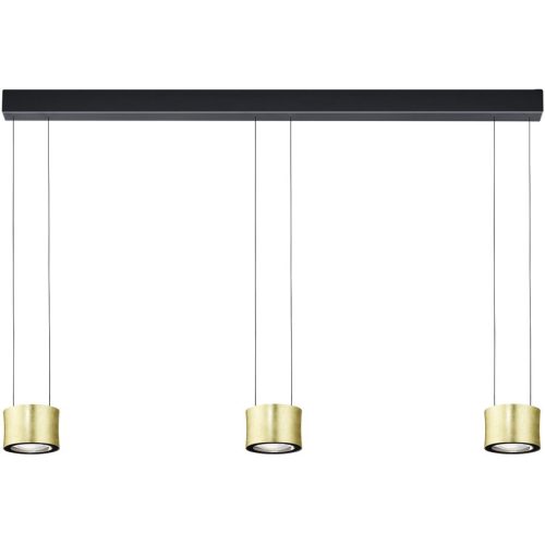 Luce Elevata Pendellampe Impulse Gold/Schwarz Metall 120 cm 175 cm - Farbe: Blattgoldoptik/schwarz - LED - Lichtfarbe: Extra warmweiss - Pendellampe-