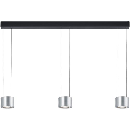 Designer-Pendellampe Bankamp Impulse Nickel matt 3-flammig vertical flex - Farbe: Nickel matt mit Chrom abgesetzt - LED - Lichtfarbe: Extra warmweiss