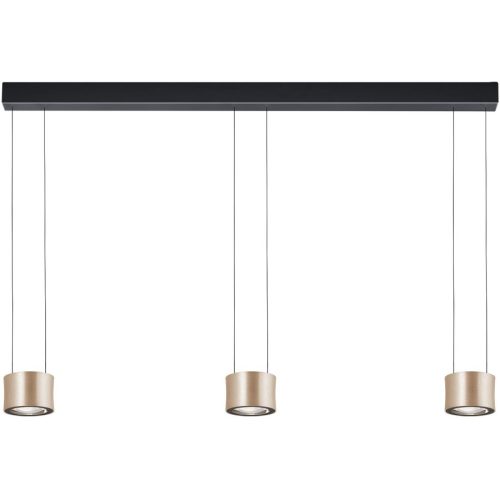 Designer-Pendellampe Bankamp Impulse Roségold 3-flammig vertical flex - Farbe: Rose/Gold eloxiert - LED - Lichtfarbe: Extra warmweiss - Material:
