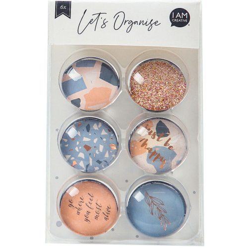 I am Creative, I AM CREATIVE Magnet Happy Let`s Organize MAA4035.54 Glas, 2.5x1cm 6 St&uuml;ck