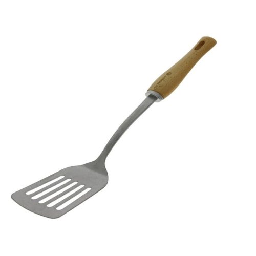 De Buyer Pfannenwender Nostalgy Braun/Silber Edelstahl/Holz 8 cm - Farbe: silber-braun - Pfannenwender
