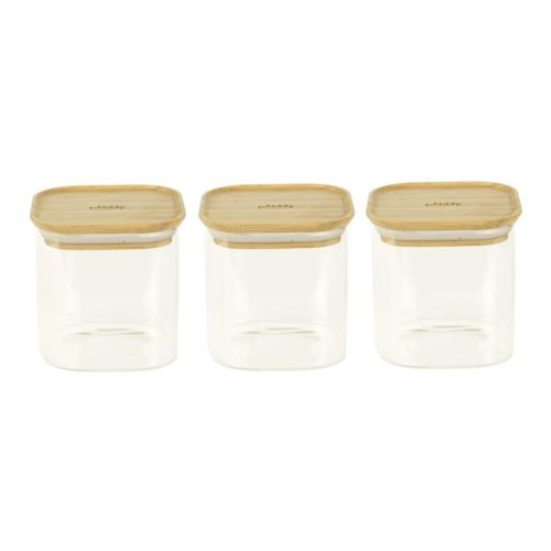 Diverse Vorratsglas Pebbly Transparent Bambus/Glas 11 cm 11 cm 800 ml - Material: Glas/Bambus - Vorratsglas