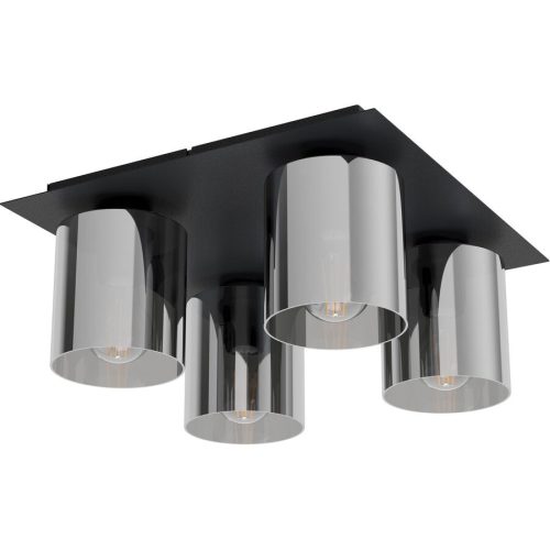 Eglo Deckenlampe Gorosiba 1 Schwarz/Transparent Stahl/Glas 38 cm 38 cm - Material: Glas/Stahl - Deckenlampe