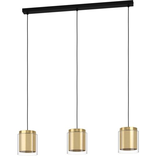 Eglo Pendellampe Lagunitas Schwarz Stahl/Glas 91 cm 110 cm - Farbe: Schwarz/Messing - Material: Glas/Stahl - Pendellampe