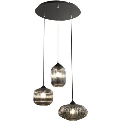 Pendellampe Nawal Grau Glas/Metall 58 cm 200 cm - Material: Metall/Glas - Pendellampe