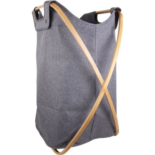 Wäschekorb Cora Grau Polyester/Holz 65 cm - Wäschekorb