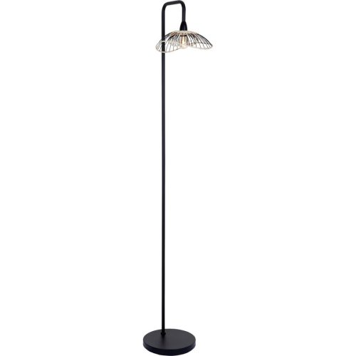 Stehlampe Cate Schwarz/Braun Metall 34 cm 155 cm - Farbe: schwarz, natur - Stehlampe