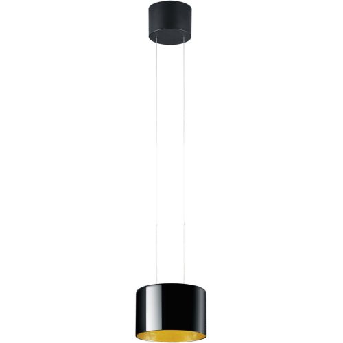 Designer-Pendellampe Bankamp Grand Luce gold 1-flammig D 32 cm - Farbe: Blattgoldoptik/schwarz - LED - Lichtfarbe: Extra warmweiss - Material: