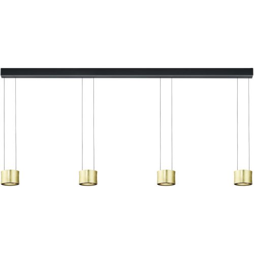 Designer-Pendellampe Bankamp Impulse gold 4-flammig vertical flex - Farbe: Blattgoldoptik mit schwarz abgesetzt - LED - Lichtfarbe: Extra warmweiss -