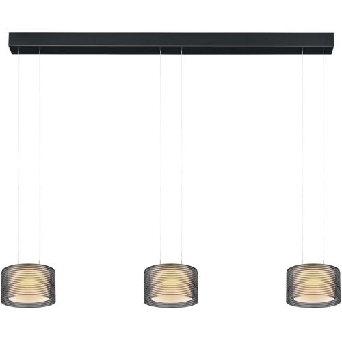Designer-Pendellampe Bankamp Grand Groove schwarz 3-flammig - LED - Lichtfarbe: Extra warmweiss - Material: Aluminium/Glas - Designer-Pendellampe- LED