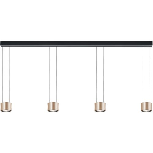 Designer-Pendellampe Bankamp Impulse Roségold 4-flammig vertical flex - Farbe: Rose/Gold eloxiert - LED - Lichtfarbe: Extra warmweiss - Material: