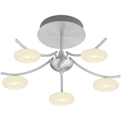 Deckenlampe Kari Grau Metall 53 cm 28 cm - Farbe: Nickel matt mit Chrom - LED - Lichtfarbe: Extra warmweiss - Deckenlampe- LED Energiesparlampe