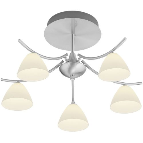 Deckenlampe Emmeline Grau Metall 53 cm 33 cm - Farbe: Nickel matt mit Chrom - LED - Lichtfarbe: Extra warmweiss - Deckenlampe- LED Energiesparlampe