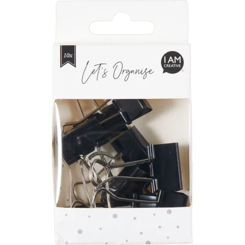I am Creative, I AM CREATIVE Binder Clips Lets Organize 4035.14 schwarz, 25mm, 10 Stk.