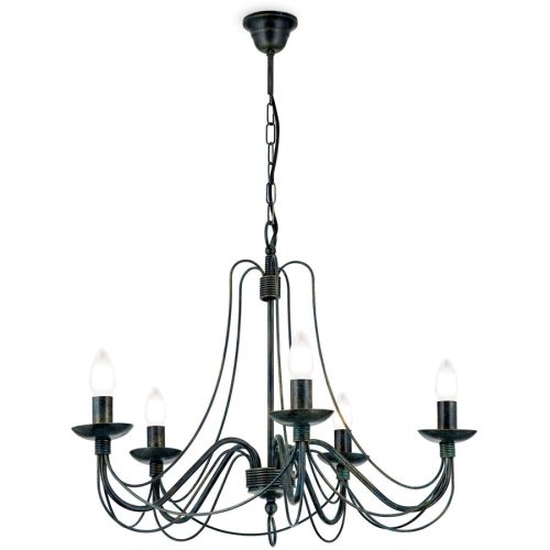 Kronleuchter Vela Grün/Schwarz Stahl 60 cm 50 cm - Farbe: Schwarz/grün - Kronleuchter