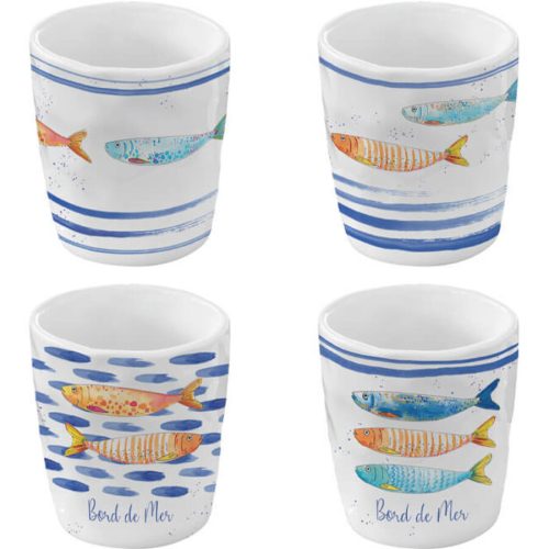 Easy Life Kaffeetasse Bord de Mer Weiss/Blau Porzellan 0.12 l - Farbe: weiss, blau - Kaffeetasse