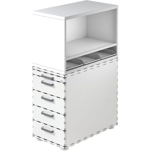 Standcontainer Office Weiss Holz 42.8 cm 53 cm 80 cm - Material: Holzwerkstoff - Standcontainer