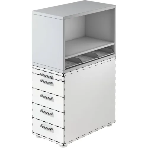 LIVIQUE, Standcontainer Office Grau Holz 42.8 cm 53 cm 80 cm - Material: Holzwerkstoff - Standcontainer