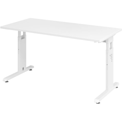 Hammerbacher, Hammerbacher Höhenverstellbarer gerader Schreibtisch mit C-Fuß Express Q Weiß 1.400 x 672 x 685 - 810 mm