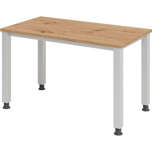 Hammerbacher, Hammerbacher Höhenverstellbarer gerader Schreibtisch mit 4 Füßen Express Q Eiche, Silber 1.200 x 672 x 685 - 810 mm
