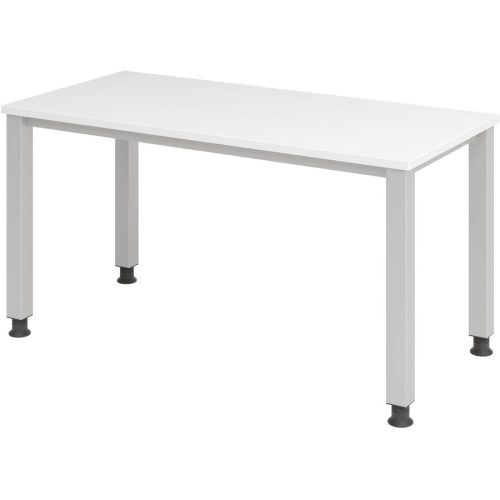 Hammerbacher, Hammerbacher Höhenverstellbarer gerader Schreibtisch mit 4 Füßen Express Q Weiß, Silber 1.400 x 672 x 685 - 810 mm