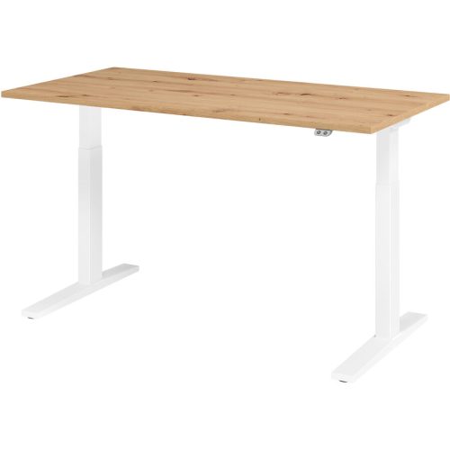 Hammerbacher, Hammerbacher Sitz-Steh-Arbeitsplatz XMKA16 Aspen Eiche Silber
