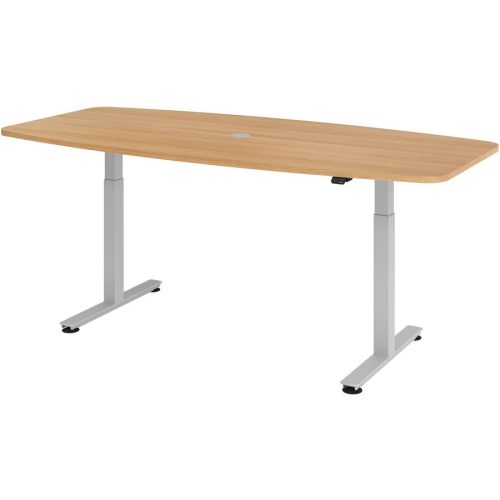 Schreibtisch Office Braun Holz 220 cm - Farbe: eiche - Material: Holzwerkstoff - Schreibtisch