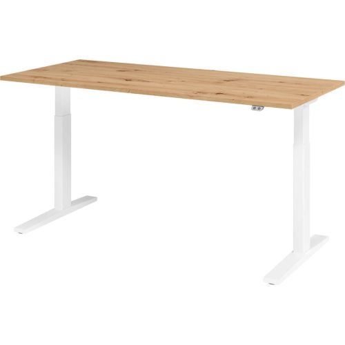 Hammerbacher, Hammerbacher Sitz-Steh-Arbeitsplatz XMKA19 Aspen Eiche Silber