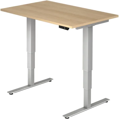 Hammerbacher, Hammerbacher Sitz-Stehschreibtisch XDSM Eiche, Silber 1.200 x 800 x 800 mm