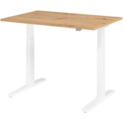 Hammerbacher, Hammerbacher Sitz-Steh-Arbeitsplatz XMKA12 Aspen Eiche Silber