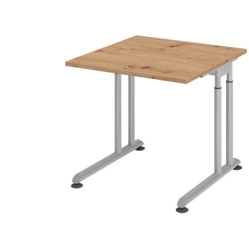 Schreibtisch Office Braun Holz 80 cm Höhenverstellbar (manuell) - Farbe: Asteiche - Material: Holzwerkstoff - Schreibtisch