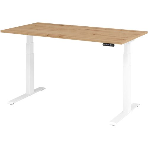 Hammerbacher, Hammerbacher Sitz-Steh-Arbeitsplatz XDKB16 Aspen 1.600 x 800 x 1.290 mm Eiche, Weiß