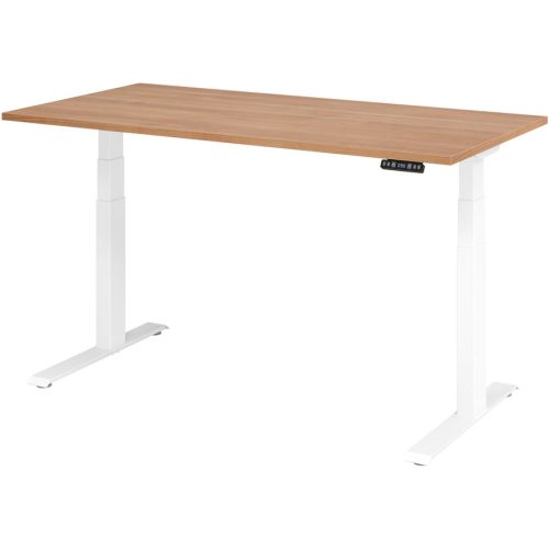 Hammerbacher, Hammerbacher Sitz-Steh-Arbeitsplatz XDKB16 1.600 x 800 x 1.290 mm Walnuss, Weiß
