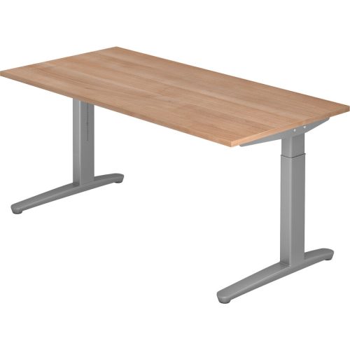 Schreibtisch Office Braun Holz 160 cm Höhenverstellbar (manuell) - Farbe: Nussbaum - Material: Holzwerkstoff - Schreibtisch