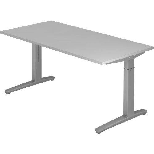 Schreibtisch Office Grau Holz 160 cm Höhenverstellbar (manuell) - Material: Holzwerkstoff - Schreibtisch