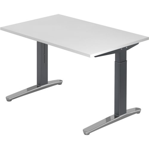 Schreibtisch Office Weiss Holz 120 cm Höhenverstellbar (manuell) - Material: Holzwerkstoff - Schreibtisch