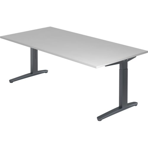 Schreibtisch Office Grau Holz 200 cm Höhenverstellbar (manuell) - Material: Holzwerkstoff - Schreibtisch