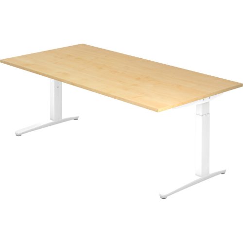 Schreibtisch Office Holz 200 cm Höhenverstellbar (manuell) - Farbe: Ahorn - Material: Holzwerkstoff - Schreibtisch
