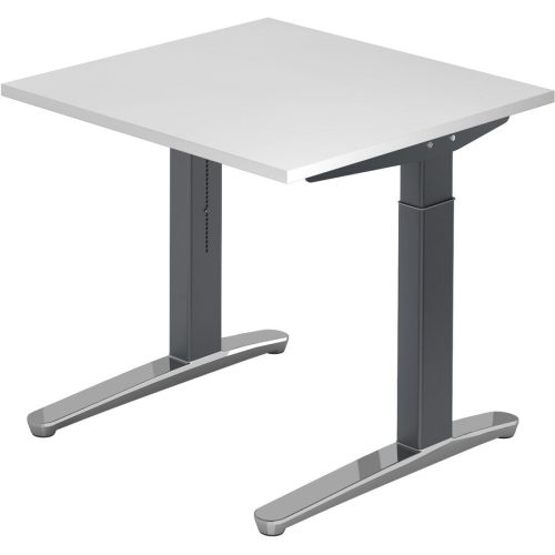 Schreibtisch Office Weiss Holz 80 cm Höhenverstellbar (manuell) - Material: Holzwerkstoff - Schreibtisch
