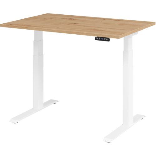 Hammerbacher, Hammerbacher Sitz-Steh-Arbeitsplatz XDKB12 Aspen 1.200 x 800 x 1.290 mm Eiche Silber