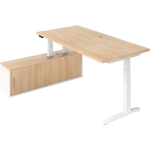 Hammerbacher, Hammerbacher Sitz-Stehschreibtisch VXBHM2C/EW/WW Eiche, Weiß