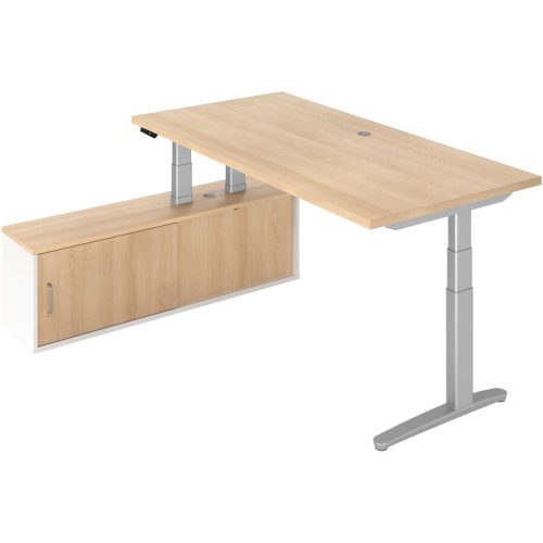 Hammerbacher, Hammerbacher Sitz-Stehschreibtisch VXBHM2C/EW/SS Eiche, Silber