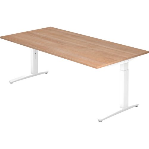 Schreibtisch Office Braun Holz 200 cm Höhenverstellbar (manuell) - Farbe: Nussbaum - Material: Holzwerkstoff - Schreibtisch